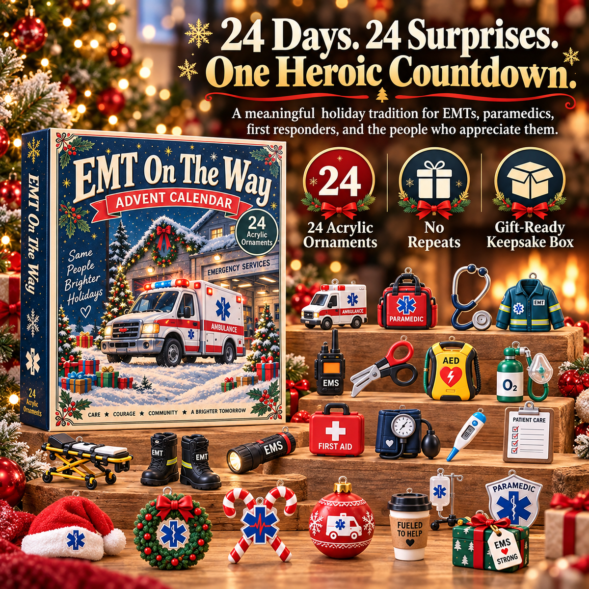 CHRISTMAS KICKOFF 40% OFF - EMT On The Way Advent Calendar 2026 - 24-Day Festive Countdown,Charms Blind Box - Gift For Family, Friends AC0TH307