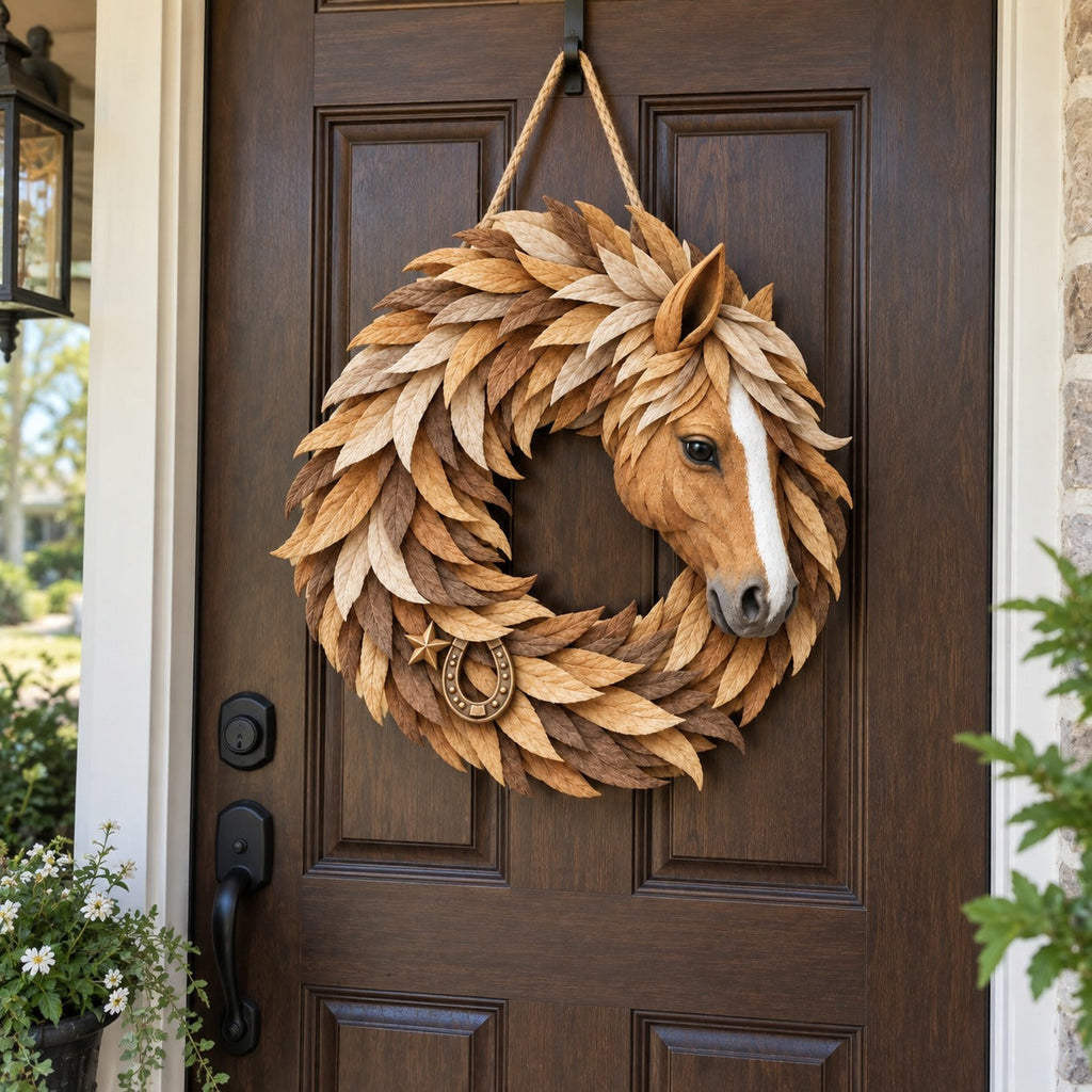🐴🤎Rustic Horse Head Wreath – Western Farmhouse Wall & Door Decor