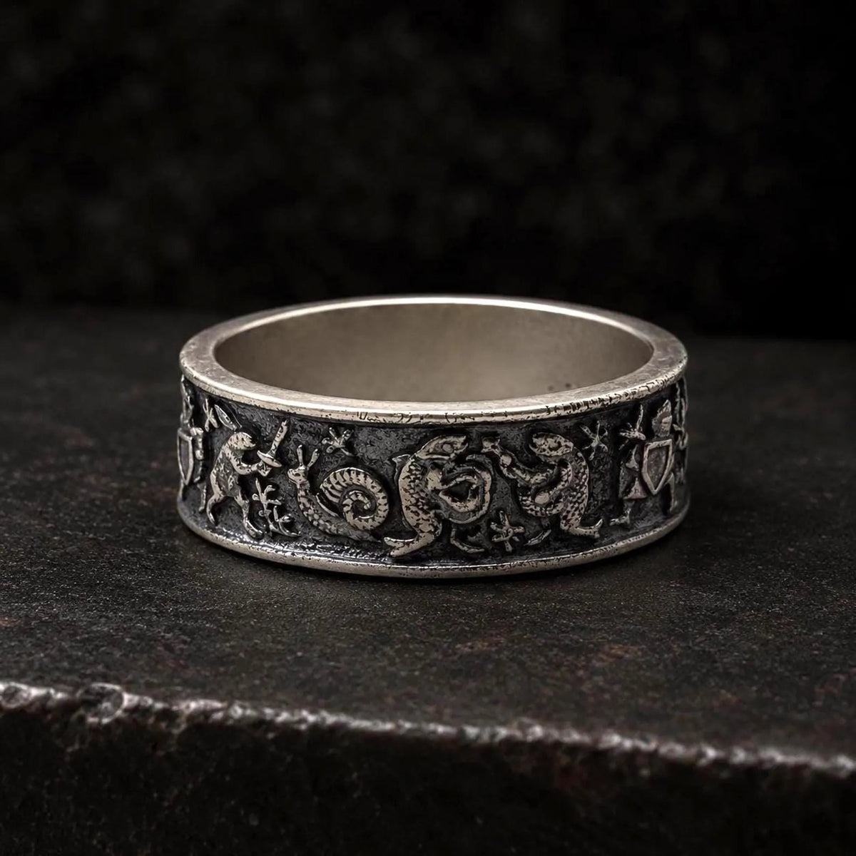 ⚔️✨Medieval Marginalia Ring – Vintage Silver Ring with Whimsical Medieval Engravings100% 925 Sliver (✨Buy 2 Free Shipping)