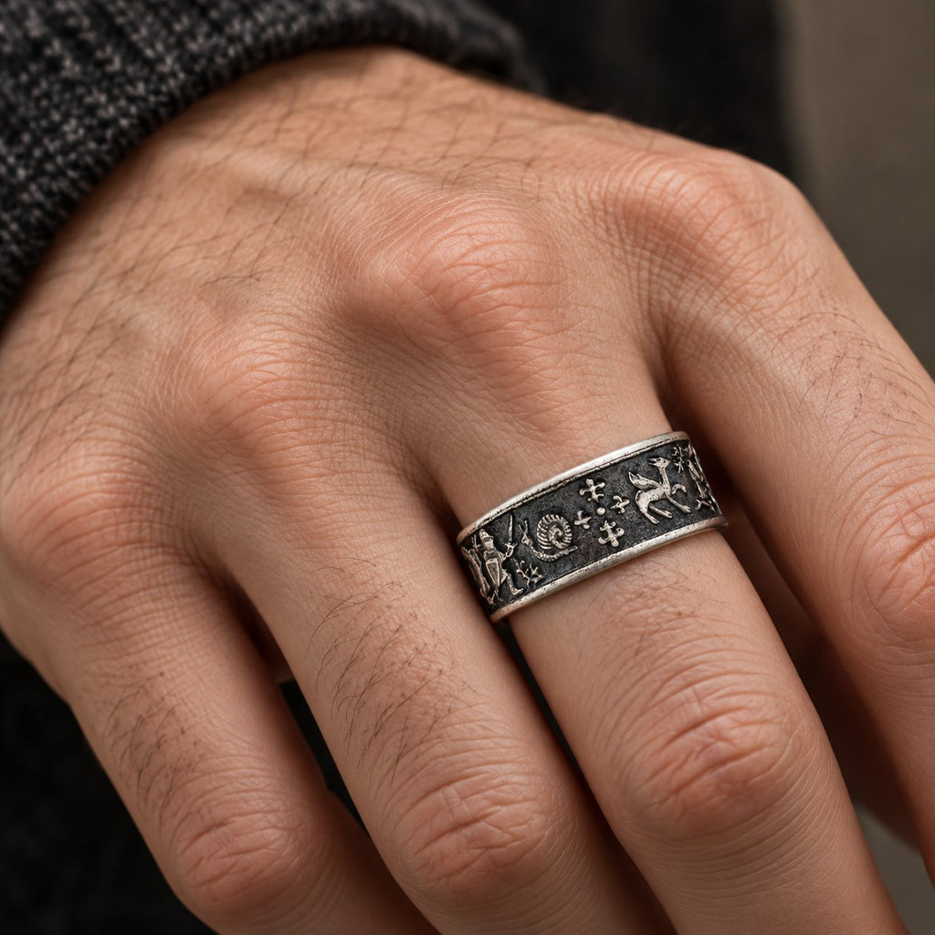 ⚔️✨Medieval Marginalia Ring – Vintage Silver Ring with Whimsical Medieval Engravings100% 925 Sliver (✨Buy 2 Free Shipping)