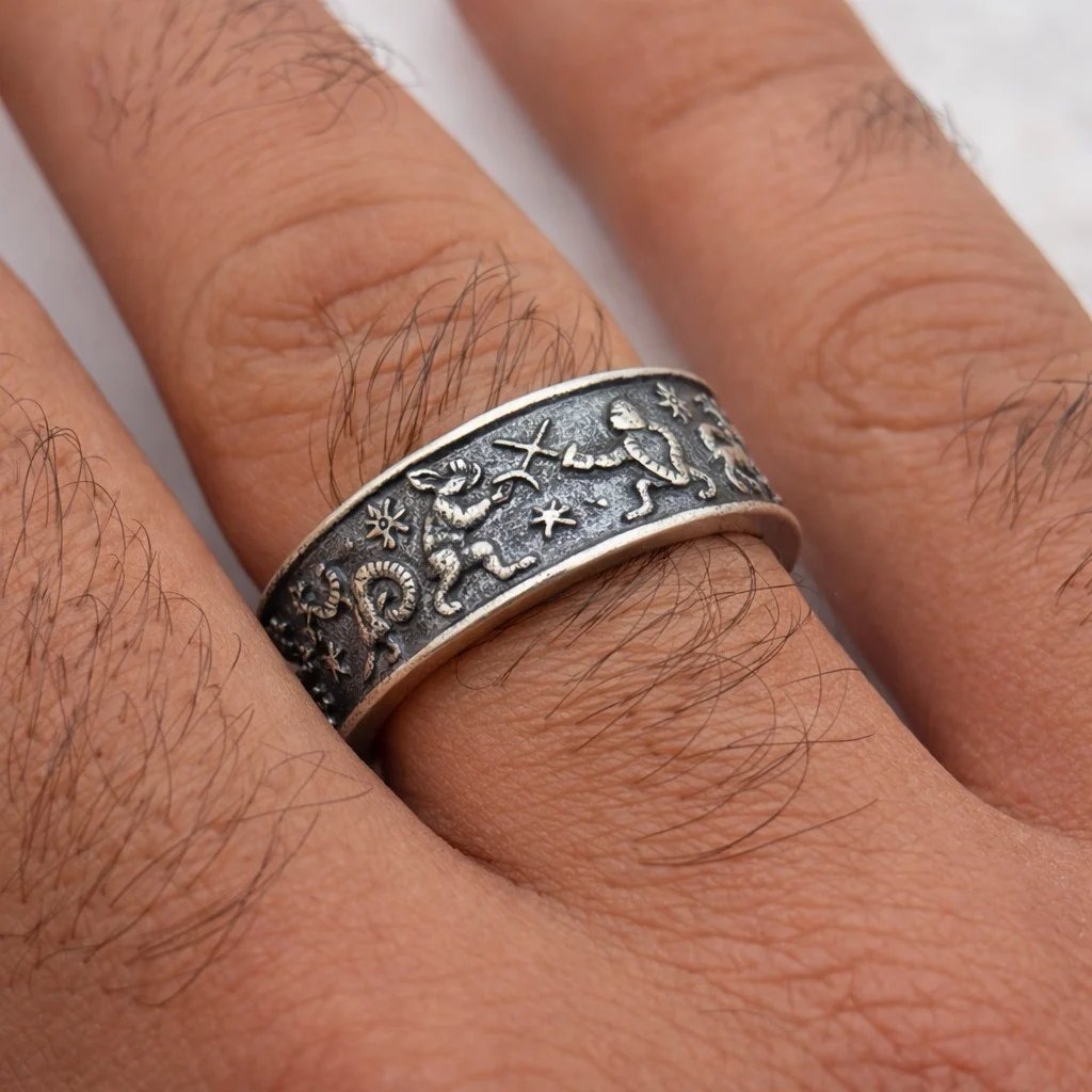 ⚔️✨Medieval Marginalia Ring – Vintage Silver Ring with Whimsical Medieval Engravings100% 925 Sliver (✨Buy 2 Free Shipping)