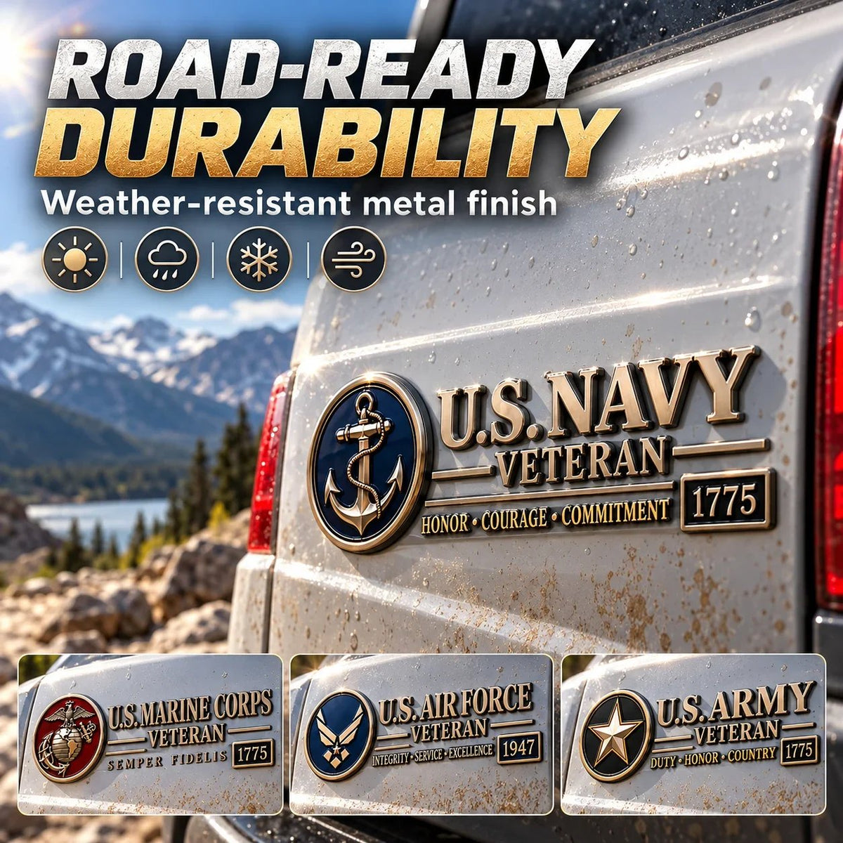 3D Metal Veteran Honor Auto Badge | For daily driving & veteran gatherings