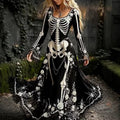 Skeleton & Rose Halloween Maxi Dress