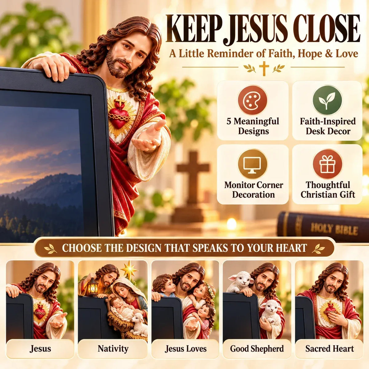 ✝️ Keep Jesus Close — Faith, Hope & Love for Your Everyday Space ❤️🕊️