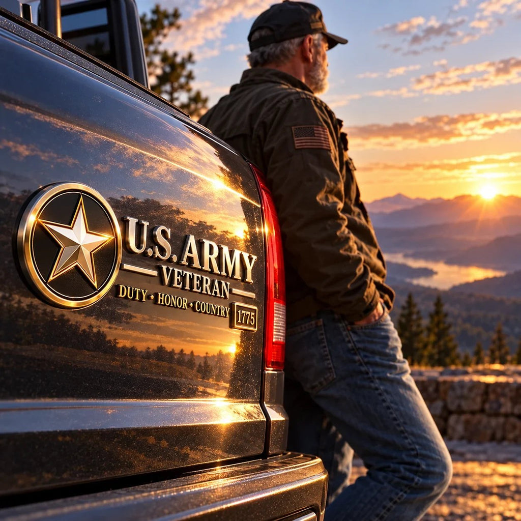 3D Metal Veteran Honor Auto Badge | For daily driving & veteran gatherings