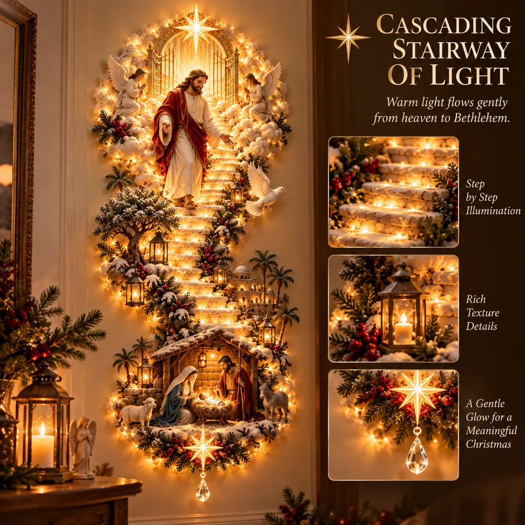 Angel Christmas Stairway Wall Hanging day and night