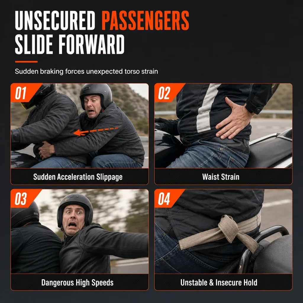 🏍️Motorcycle Passenger Grab Handle Belt – Non-slip. Adjustable. Heavy-Duty🛡️