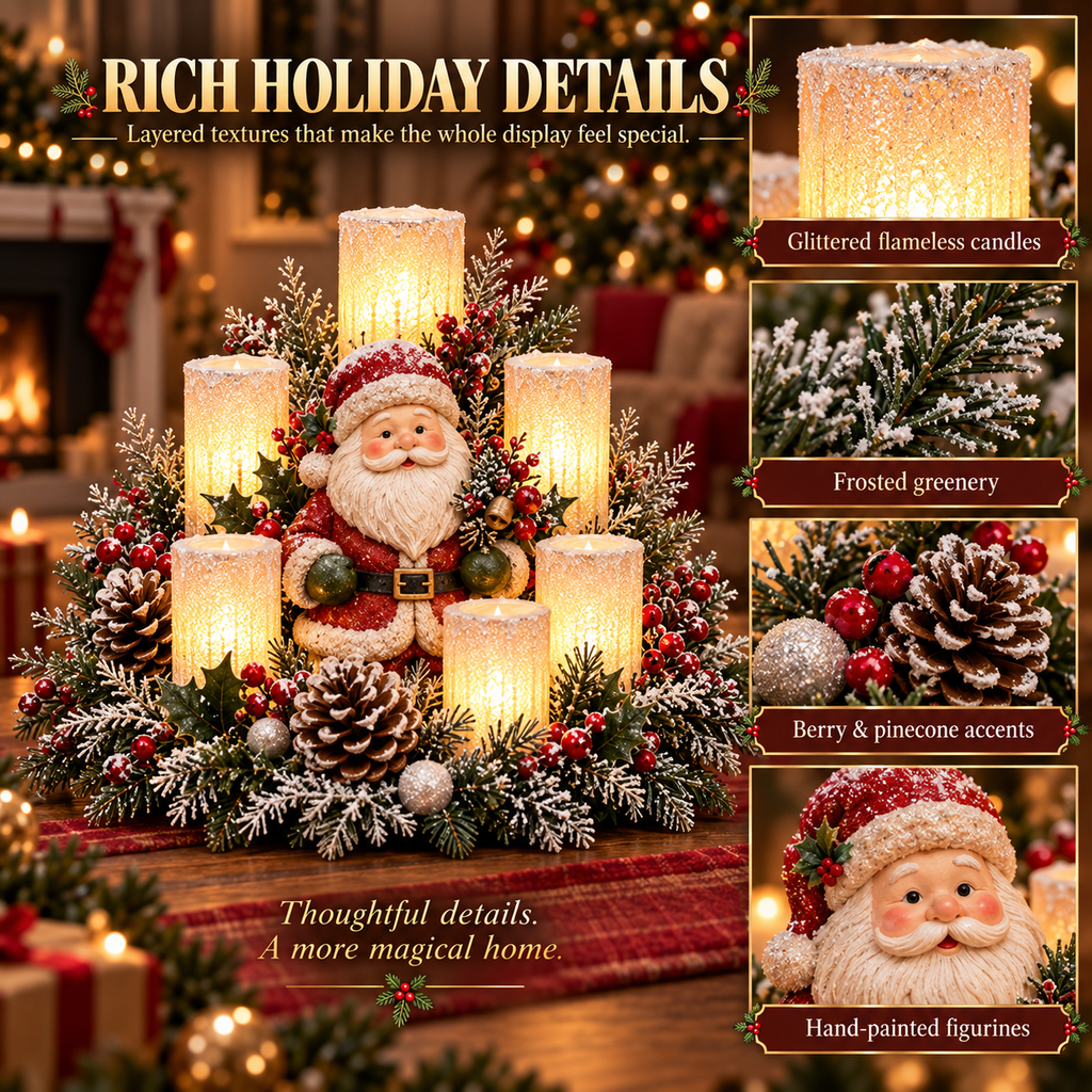 🌲Christmas Lighted Centerpiece with Flameless Candle Glow
