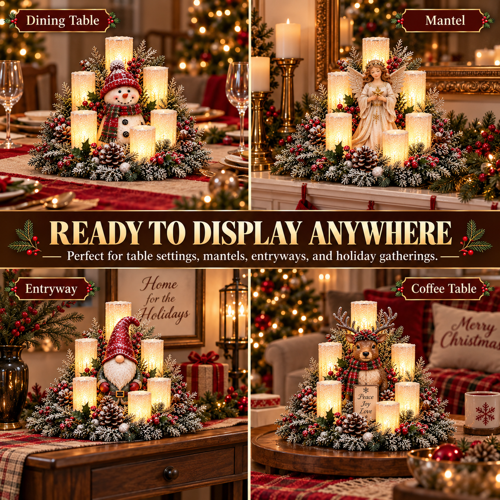 🌲Christmas Lighted Centerpiece with Flameless Candle Glow