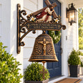 ✝️ Jesus Cross Christian Hanging Bell | God Bless This Home Rustic Faith-Inspired Door & Porch Decor