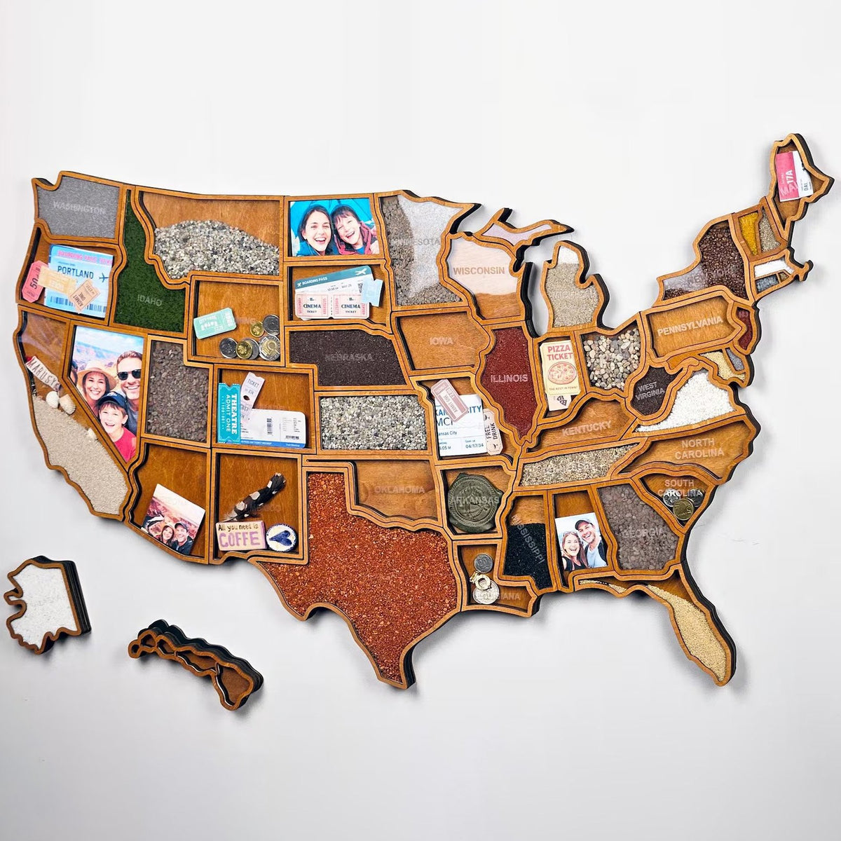 🎁 Personalized USA Travel Memory Map – Collect & Display Your Travel Keepsakes