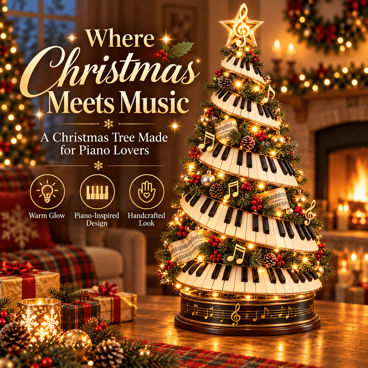 🎹✨ Piano Christmas Tree Light – Lighted Musical Holiday Tree for Piano Lovers