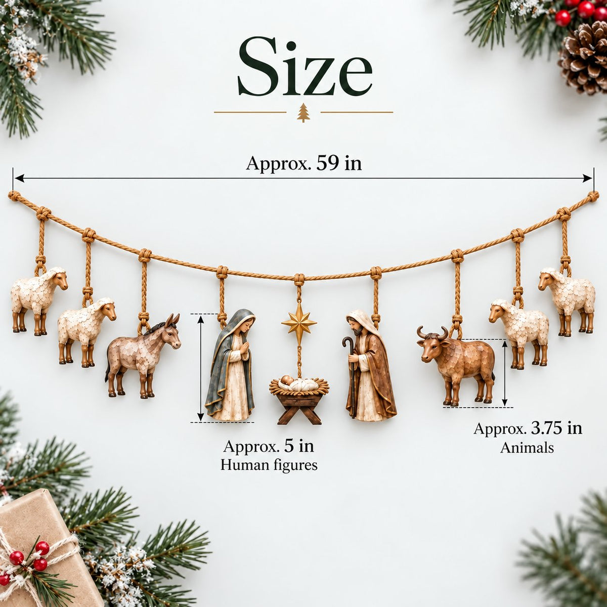 ✝️🎄Handcrafted Wooden Nativity Garland(📦Buy 2 Free Shipping)
