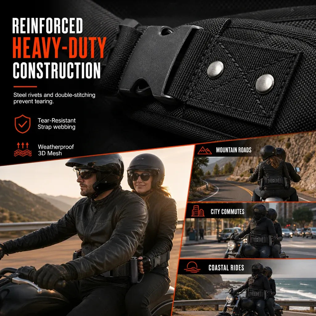 🏍️Motorcycle Passenger Grab Handle Belt – Non-slip. Adjustable. Heavy-Duty🛡️
