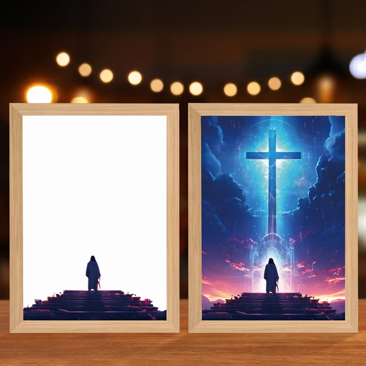 Faith That Glows At Night 🕊️ Illuminated Christian Art Frame | Eye‑Safe LED Devotional Night Lamp, Rechargeable & USB Option, Religious Keepsake Gift